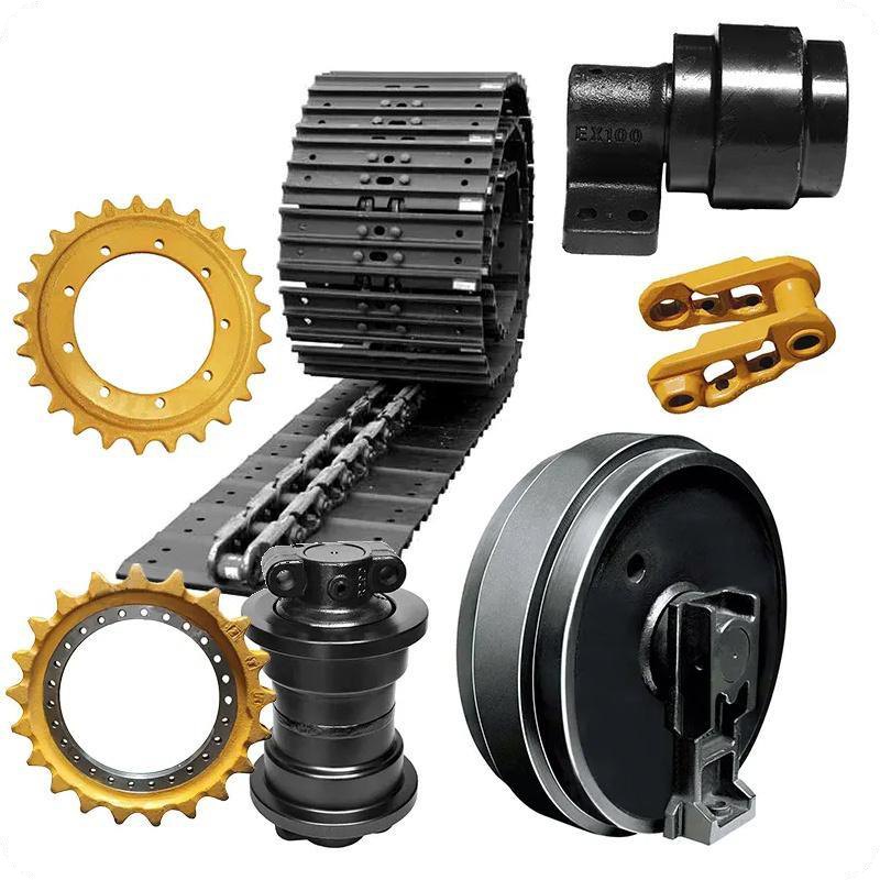 Track chains, sprockets, rollers and idlers